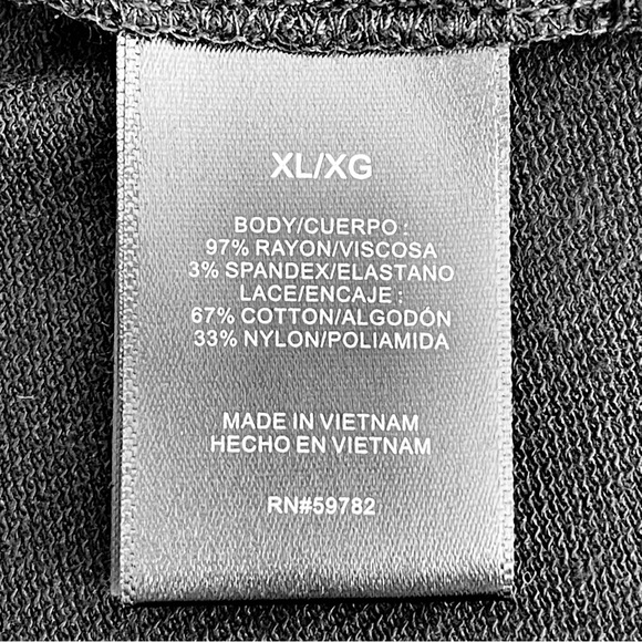 Adrianna Papell Floral Lace Overlay Front Sweatshirt Long Sleeves Round Neck - Picture 9 of 10